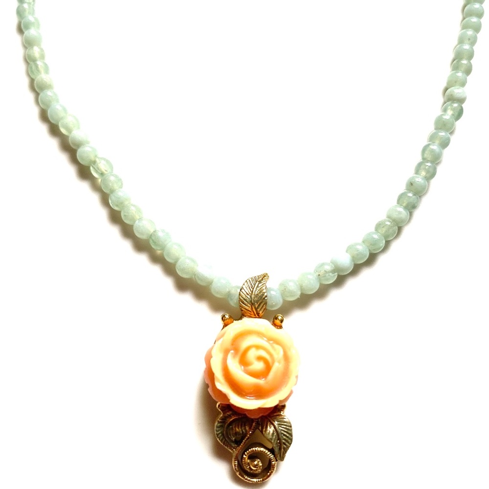 1928 Vintage Style Rosebud Beaded Chain Necklace